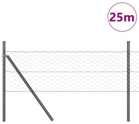 vidaXL Γκρι Εξάγωνος Φράχτης  0.8x25 μ Μετάλλο