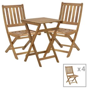 Elijie-Lazio dining table set of 5 folding natural solid acacia wood 50x50x70cm 50x50x70 εκ.