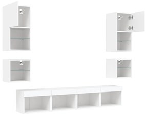 vidaXL Έπιπλα Τοίχου Τηλεόρασης 8 τεμ LED Λευκά από Επεξεργασμένο Ξύλο