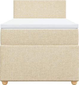 vidaXL Κρεβάτι Boxspring με Στρώμα Κρεμ 90x190 εκ.Υφασμάτινο