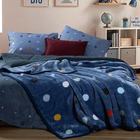 Κουβέρτα Βελουτέ Μονή (160x220) Nef-Nef Homeware Junior Dots Blue