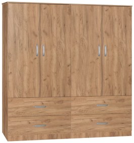 Intrahome Ντουλάπα ρούχων τετράφυλλη Zelia B Intrahome με 4 συρτάρια χρώμα φυσικό 158x42x180εκ | SKU: INTRAPA-350111175