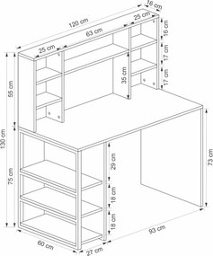 Γραφείο Λευκό / Καρυδί FLIRUFI 120x60x130