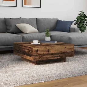 vidaXL Τραπεζάκι καφέ με LED φώτα παλιού ξύλου 80x80x31 εκ.
