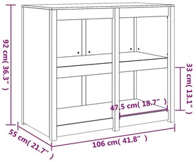 Ντουλάπι Κουζίνας Εξ. Χώρου Μαύρο 106x55x92εκ Μασίφ Ξύλο Πεύκου - Καφέ