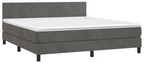 ΚΡΕΒΑΤΙ BOXSPRING ΜΕ ΣΤΡΩΜΑ &amp; LED ΣΚ. ΓΚΡΙ 160X200ΕΚ. ΒΕΛΟΥΔΙΝΟ 3134292