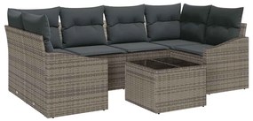 vidaXL Σετ Καναπέ Κήπου με μαξιλάρι 7 pcs Γκρι 55 x 55 x 37 εκ
