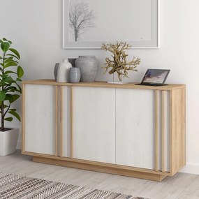 Μπουφές Chesto μελαμίνη σε λευκή και oak απόχρωση 169.2x42x87εκ 169.2x42x86.9 εκ.