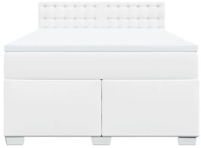 Κρεβάτι Boxspring με Στρώμα Λευκό 140x190εκ.από Συνθετικό Δέρμα - Λευκό