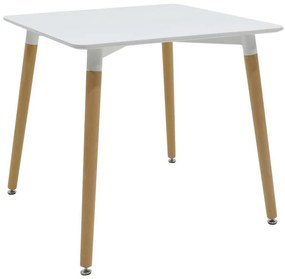 Τραπέζι Natali MDF λευκό-πόδια φυσικό 80x80x76εκ 80x80x76 εκ.