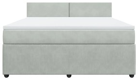 vidaXL Κρεβάτι Boxspring με Στρώμα Ανοιχτό Γκρι 180x200 εκ. Βελούδινο