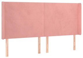 Κεφαλάρι με Πτερύγια Ροζ 183x16x118/128 εκ. Βελούδινο - Ροζ