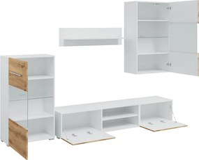 vidaXL Μονάδες τηλεόρασης 5 τεμαχίων με φωτισμό LED Δρυς τεχνίτης