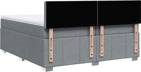vidaXL Κρεβάτι Boxspring με Στρώμα Ανοιχτό Γκρι 200x200 εκ. Υφασμάτινο