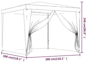 Τέντα Εκδηλώσεων με 4 Τοιχώματα με Δίχτυ Κόκκινη 3 x 3 μ. HDPE - Κόκκινο