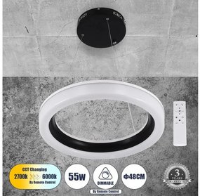 Κρεμαστό Φωτιστικό Οροφής LED CCT 55W 6376 lm ARIANA Globostar-61037-Μαύρο 61037