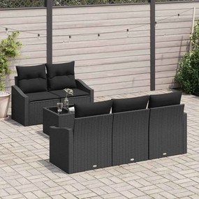 vidaXL Σετ Καναπέ με μαξιλάρι 6 pcs Μαύρο συνθετικό ρατάν