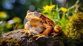 Intra Συλλεκτικό Ξύλινο Παζλ Plywood 4mm - Καφέ βάτραχος που κάθεται στο βράχο στο δάσος Σε Ξύλινο Κουτί - Διαστάσεις: 10x10 cm – 25 κομμάτια