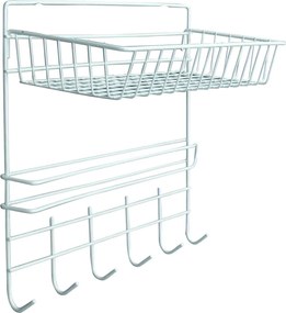 Μεταλλική Βάση Τοίχου με Γάντζους 30x14x29cm Άσπρο ή Μαύρο - Άσπρο