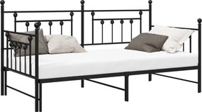 vidaXL Σκελετός κρεβατιού ημέρας Μαύρο 90 x 200 cm