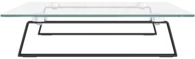 Βάση Οθόνης Μαύρη 60x35x8 εκ. από Ψημένο Γυαλί και Μέταλλο - Μαύρο