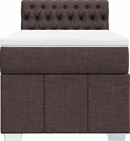 vidaXL Κρεβάτι Boxspring με Στρώμα Σκούρο Καφέ 90x200 εκ. Υφασμάτινο