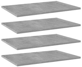 vidaXL Ράφια Βιβλιοθήκης 4 τεμ. Γκρι Σκυροδ. 60x40x1,5 εκ. Επεξ. Ξύλο