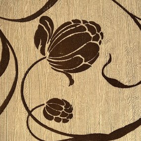 Ανάγλυφη Ταπετσαρία Τοίχου Σαμπανιζέ Με Καφέ Λουλούδια 11958 0,70cm x 10m