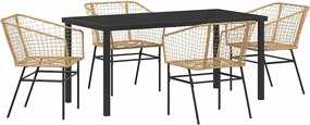 vidaXL Σέτ φαγητού για κήπο 5 pcs Καφέ συνθετικό ρατάν