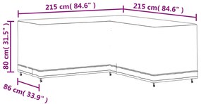 Καλύμματα Γωνιακού Καναπέ 2 τεμ. 215x215x80 εκ. Ύφ. Oxford 420D - Μαύρο