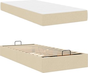 vidaXL Σκελετός κρεβατιού με στρώμα 2 pcs Κρεμ ύφασμα