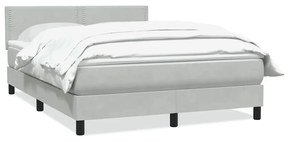 vidaXL Κρεβάτι Boxspring με Στρώμα Ανοιχτό Γκρι 160x220 εκ. Βελούδινο