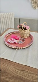 Stewehome Ξύλινη διακοσμητική πιατέλα Ροζ 25x25x25 cm