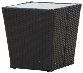 vidaXL Τραπέζι Βοηθητικό Μαύρο 41,5x41,5x43 εκ Συνθ.Ρατάν/Ψημένο Γυαλί