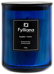 Αρωματικό Κερί FL80105 Fylliana "Βαμβάκι" σε Γυάλινο Βάζο Μπλέ Φ8x10,5 εκ. 8x8x10.5 εκ.