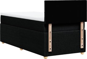 vidaXL Κρεβάτι Boxspring με Στρώμα Μαύρο 90x190 εκ.Υφασμάτινο