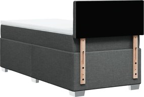 vidaXL Κρεβάτι Boxspring με Στρώμα Σκούρο Γκρι 90x200 εκ. Υφασμάτινο