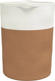 vidaXL Καλάθι Αποθήκευσης Καφέ και Λευκό Ø49x65 εκ. Βαμβακερό
