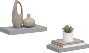 vidaXL Ράφια Τοίχου 2 τεμ. Γκρι 40x23,5x3,8 εκ. MDF