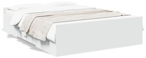 vidaXL Πλαίσιο Κρεβατιού με Συρτάρια Λευκό 140x190 εκ Επεξεργ. Ξύλο