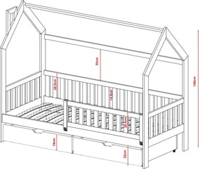 Παιδικό Κρεβάτι Σπιτάκι NATAN 80x190 graphite