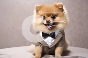 Σετ των 2 Intra Συλλεκτικό Ξύλινο Παζλ Plywood 4mm - Σκύλος Pomeranian με σμόκιν Σε Ξύλινο Κουτί - Διαστάσεις: 10x10 cm – 25 κομμάτια