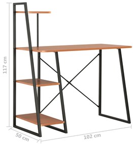 Γραφείο με Ράφια Μαύρο / Καφέ 102 x 50 x 117 εκ. - Καφέ