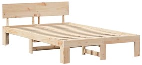 vidaXL Σκελετός Κρεβατιού Καφέ 120 x 190 cm Μασίφ ξύλο πεύκου