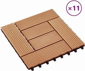 vidaXL Πλάκα Κατασκευής 11 pcs Ξύλο teak 30 x 30 cm WPC
