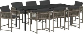 vidaXL Σέτ φαγητού για κήπο 9 pcs Γκρι συνθετικό ρατάν