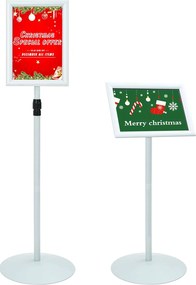 vidaXL Πόδι αφίσας 33 x 33 x 123 εκ PVC και Ατσάλι Ασημί