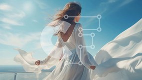 Intra Συλλεκτικό Ξύλινο Παζλ Plywood  4mm - Γυναίκα με λευκό φόρεμα στο μπαλκόνι με θέα στον ωκεανό Σε Ξύλινο Κουτί - Διαστάσεις: 10x10 cm – 25 κομμάτια