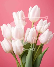 Intra Συλλεκτικό Ξύλινο Παζλ Plywood 4mm - Λευκές τουλίπες σε βάζο σε ροζ φόντο Σε Ξύλινο Κουτί - Διαστάσεις: 10x10 cm – 25 κομμάτια