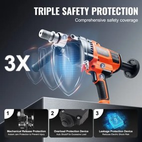 VEVOR Core Drill Machine 0.8-6.3in Dia 2000W Handheld Core Drill Rig for Mixing